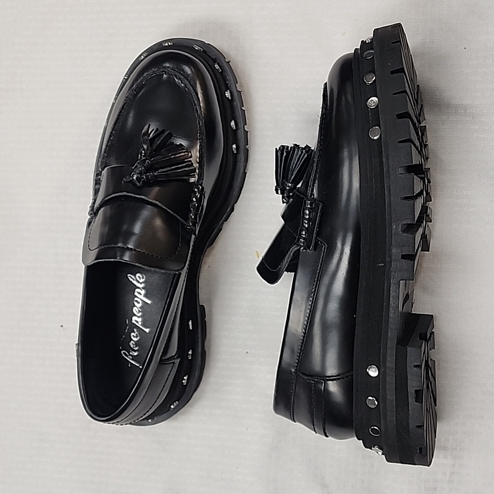 Free People Black Tassel Loafers